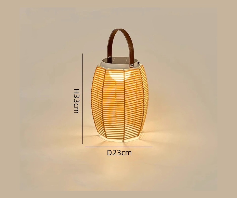Lampe de Table Solaire en Rotin