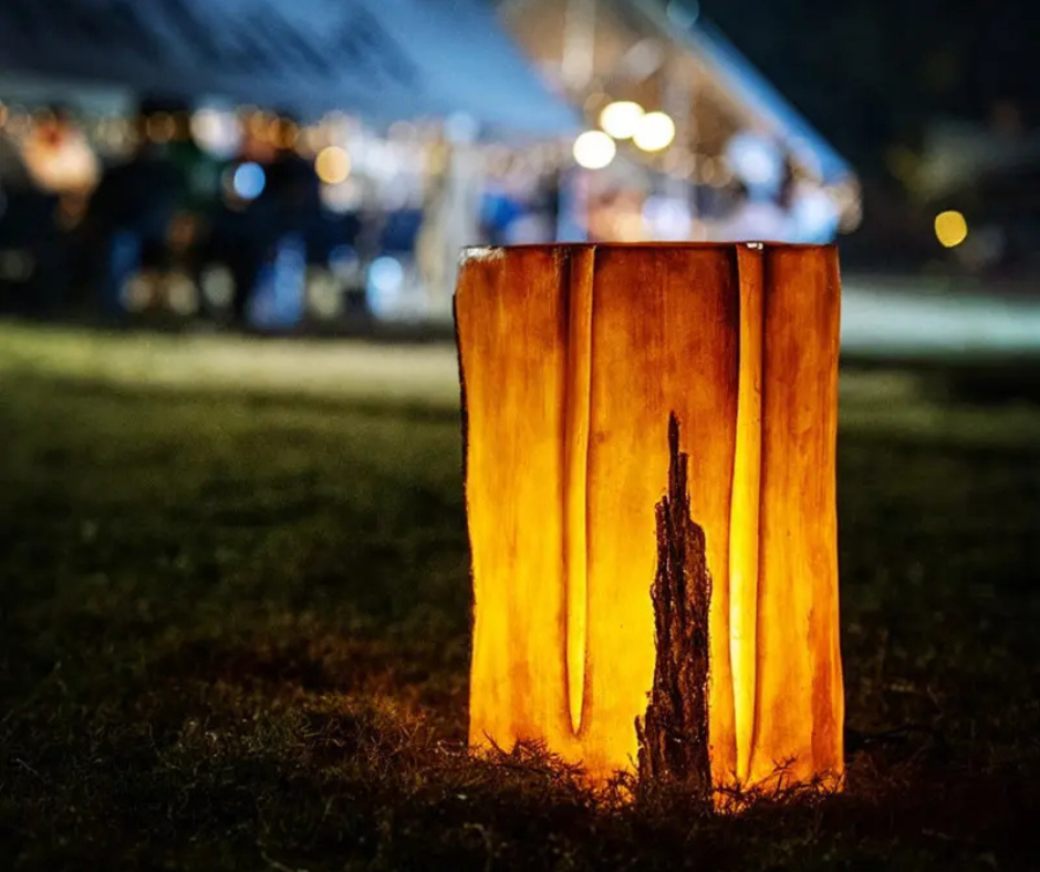 Lampe Solaire Tronc d'Arbre