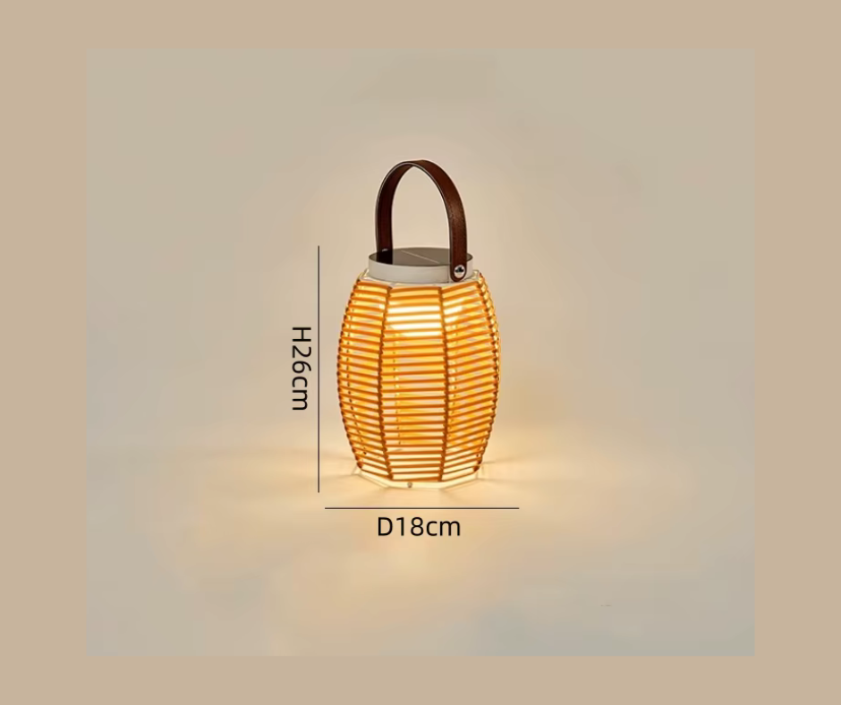 Lampe de Table Solaire en Rotin