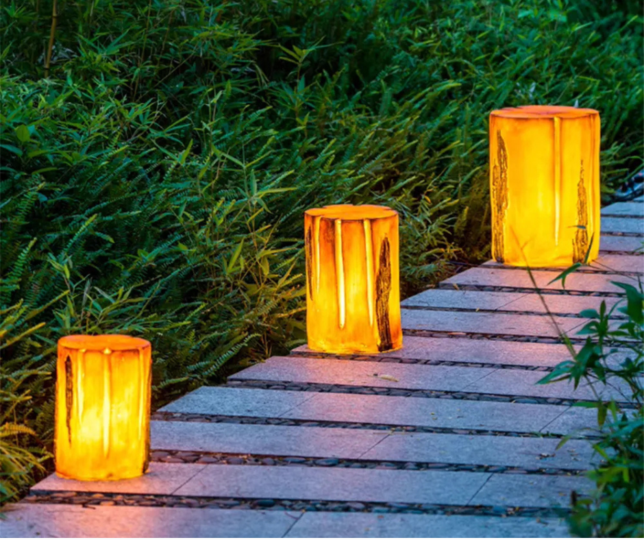 Lampe Solaire Tronc d'Arbre