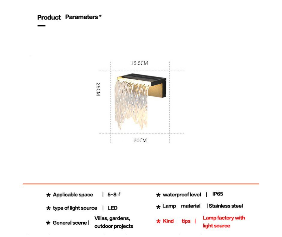 Solar LED Waterfall Lamp