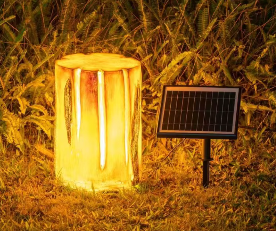 Lampe Solaire Tronc d'Arbre