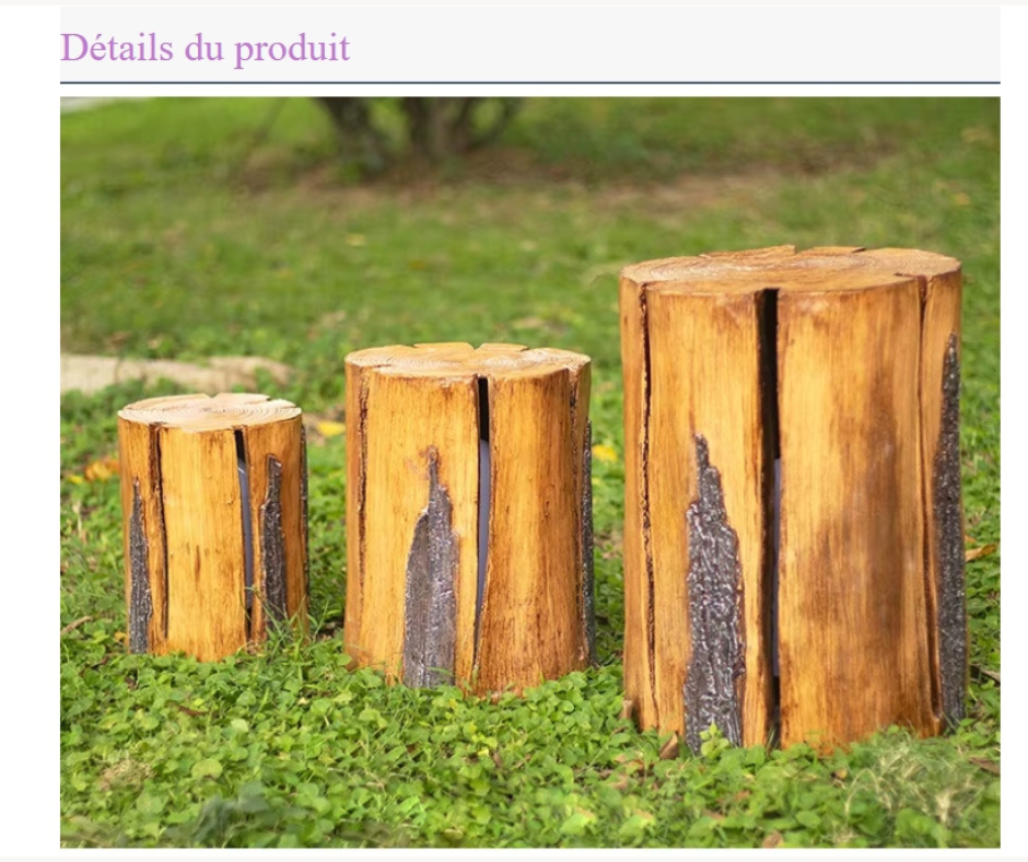 Lampe Solaire Tronc d'Arbre