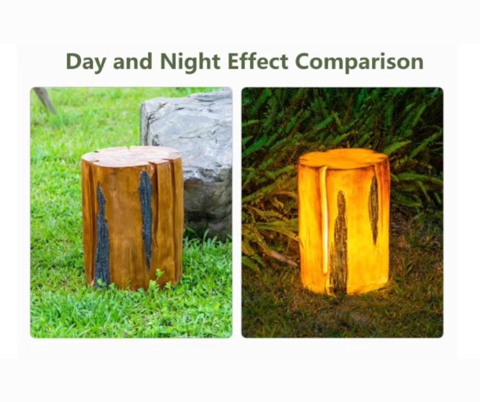 Lampe Solaire Tronc d'Arbre