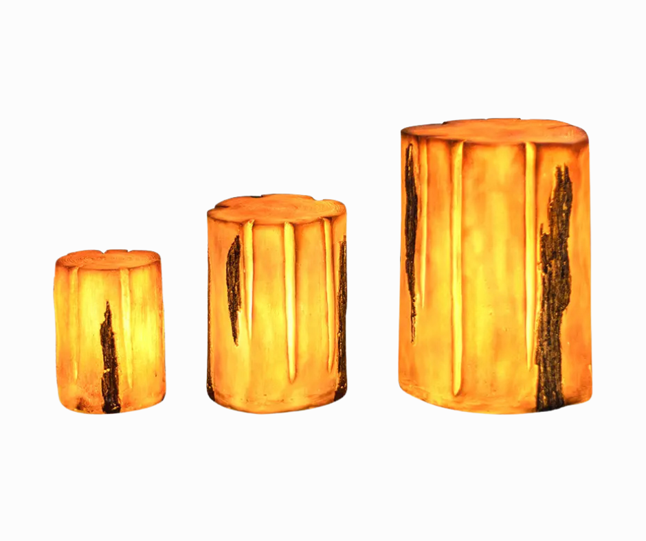 Lampe Solaire Tronc d'Arbre