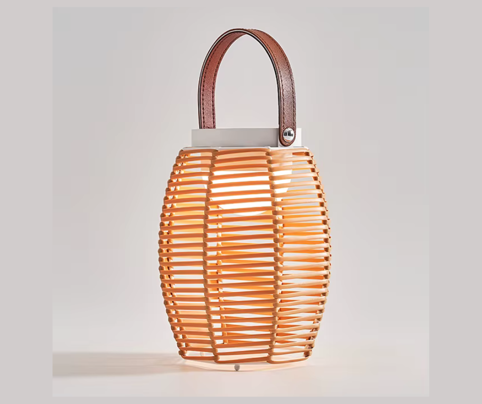 Lampe de Table Solaire en Rotin
