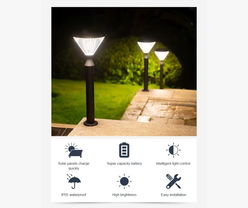 Solar LED garden bollards