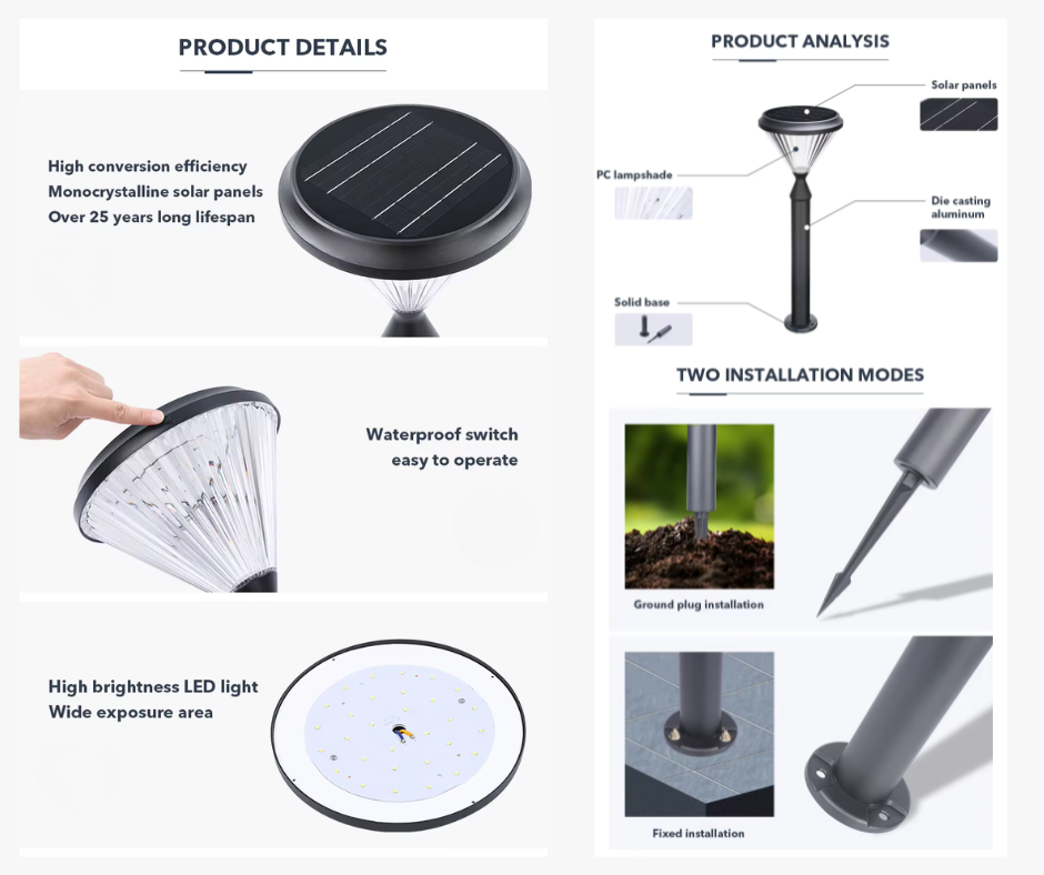 Solar LED garden bollards