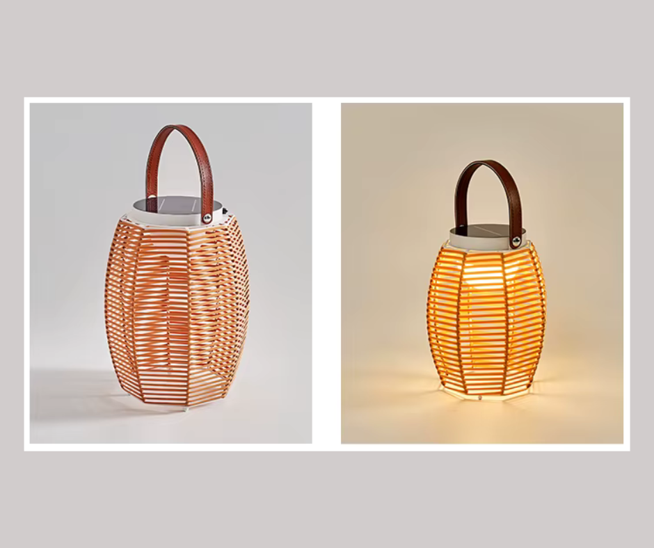 Lampe de Table Solaire en Rotin