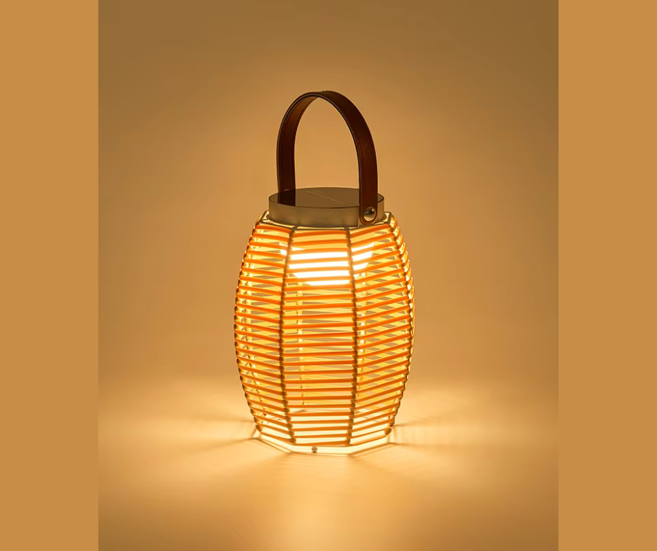 Lampe de Table Solaire en Rotin