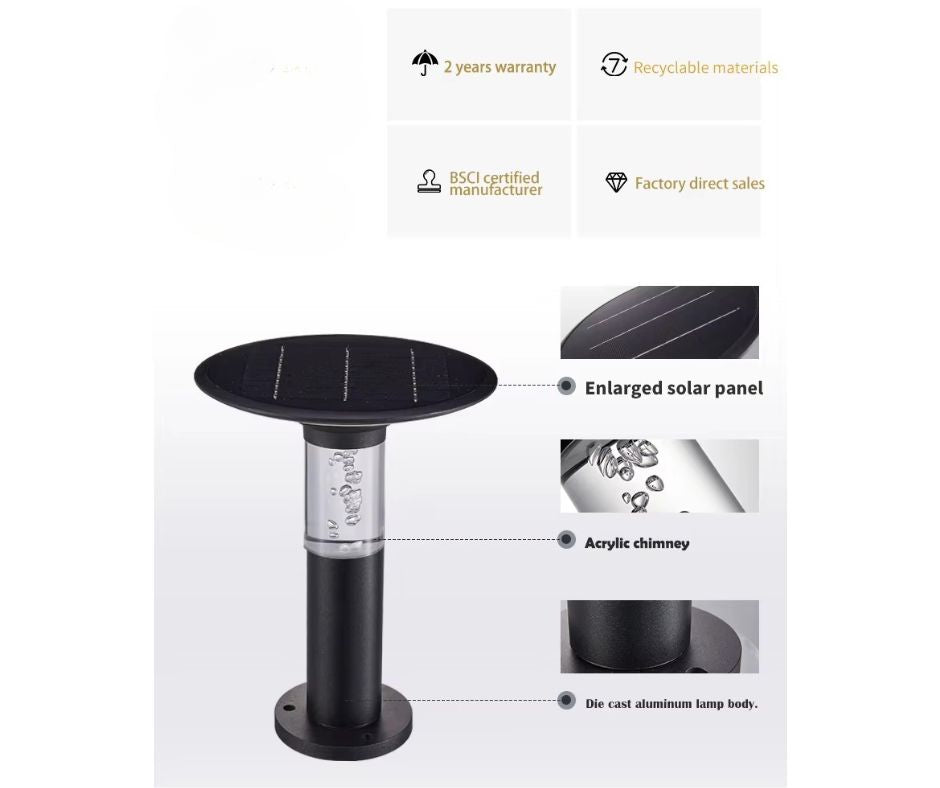 Solar LED garden bollards