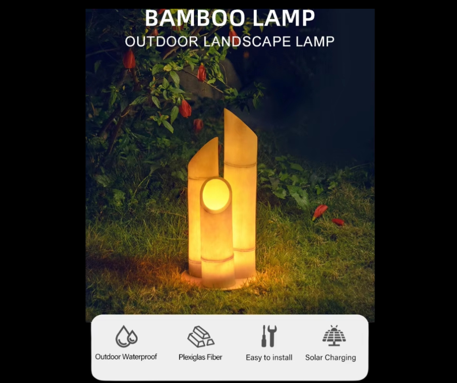 Lampe LED Solaire en Bambou