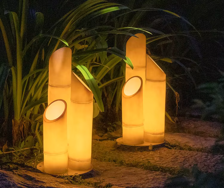 Lampe LED Solaire en Bambou