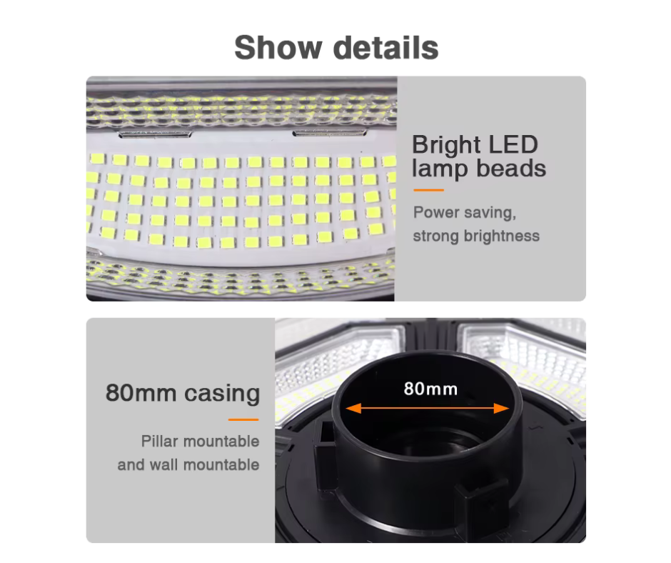 LAMPADAIRE SOLAIRE UFO - 200W/300W-DÉTAILS-Radar de détection de mouvement-LIPTENA SOLAR ENERGY