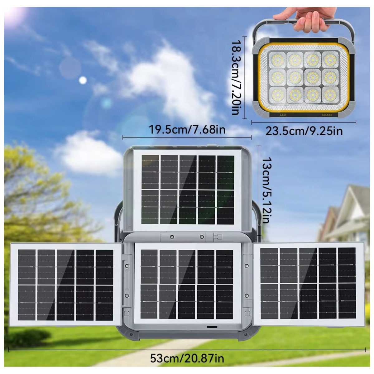 Focos solares 2-en-1 de alto rendimiento