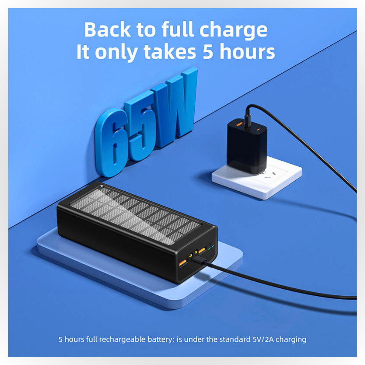 65W Solar USB Power Bank 50000mAh