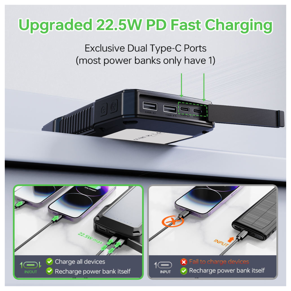 Solar USB Power Bank 50000mAh