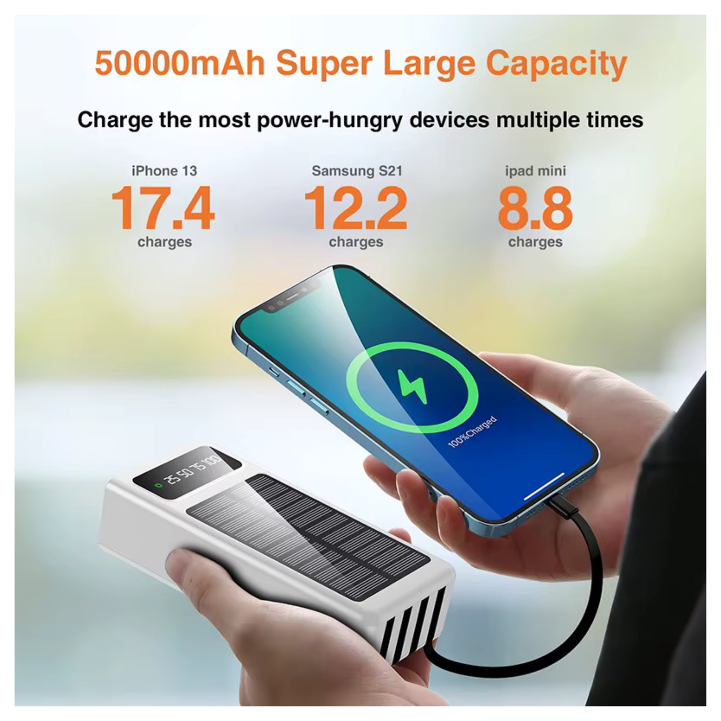 New Solar USB Power Bank 50000mAh