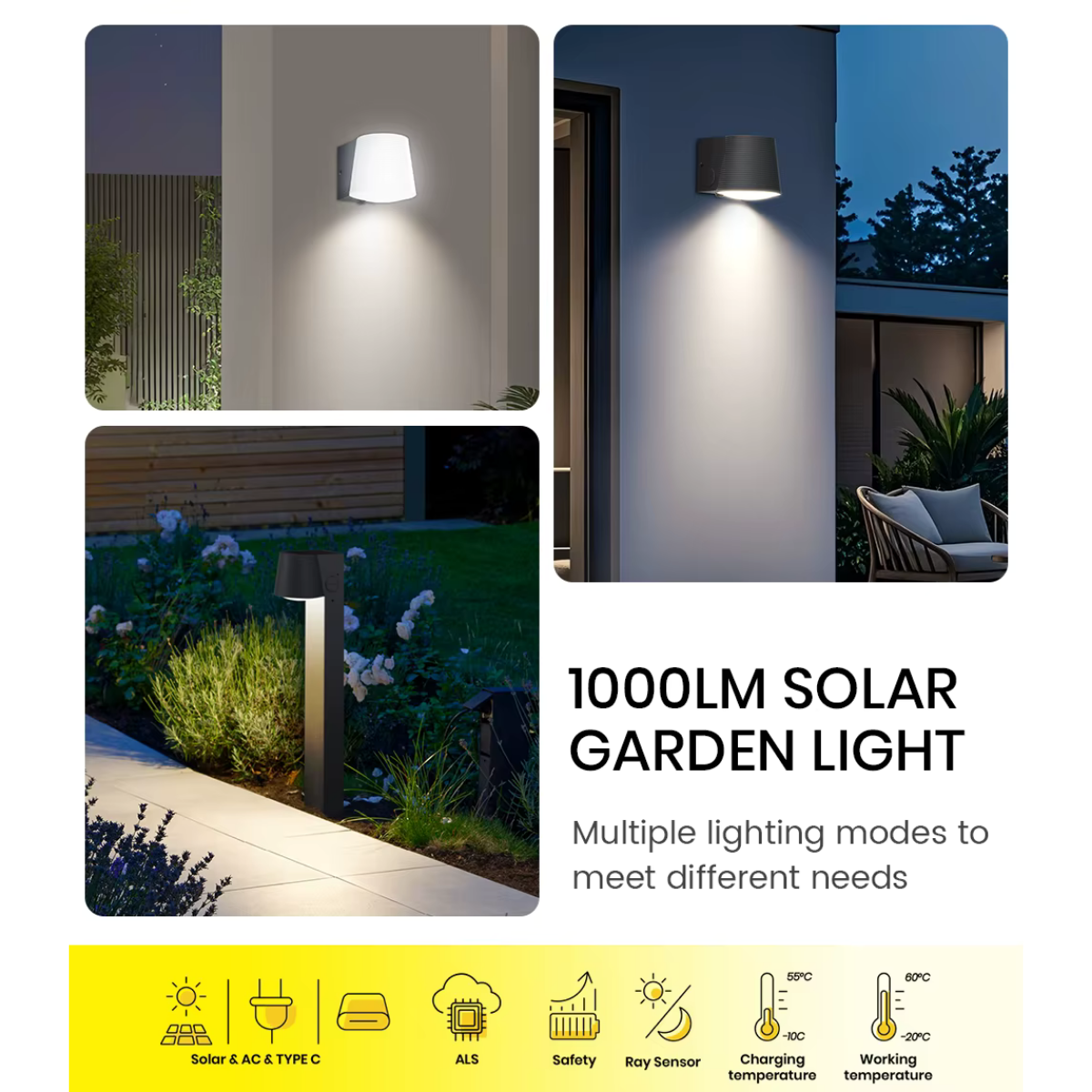 Lampe solaire hybride pour jardin
