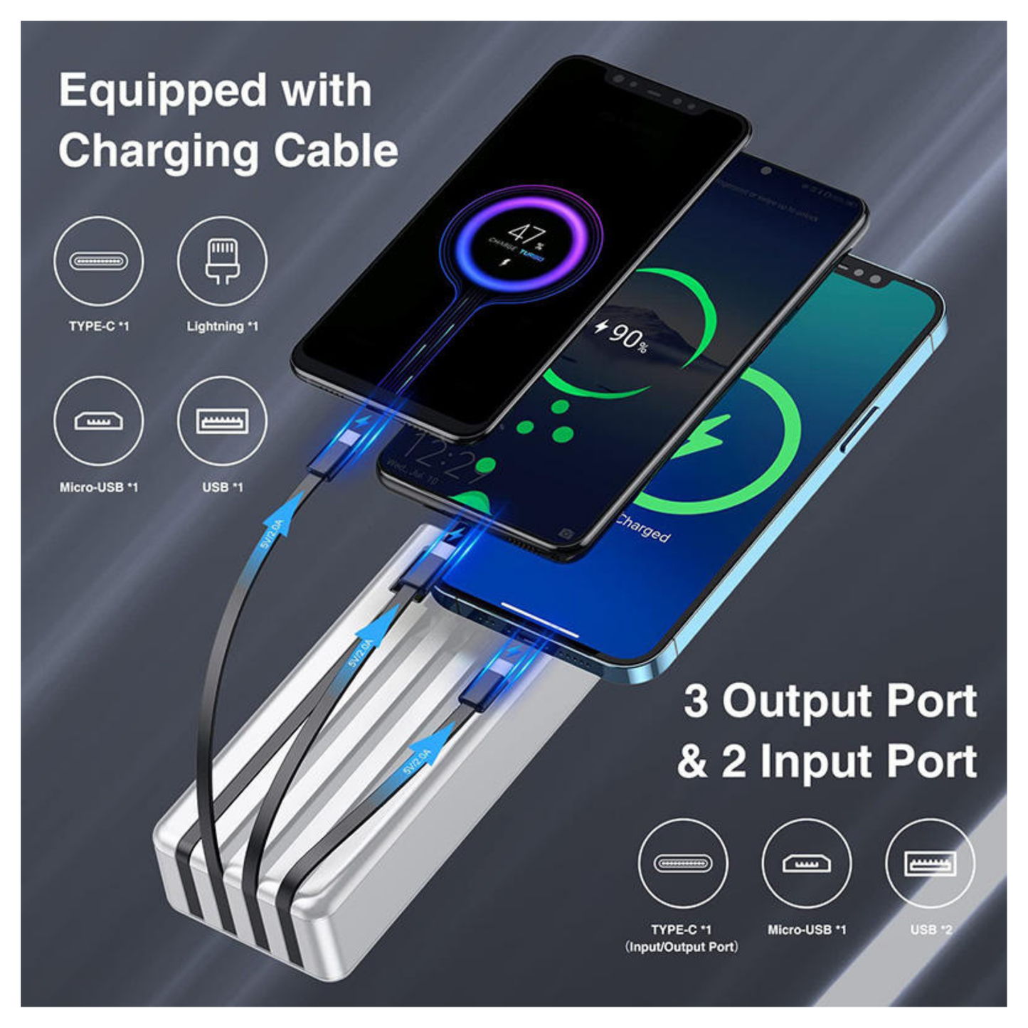 New Solar USB Power Bank 50000mAh