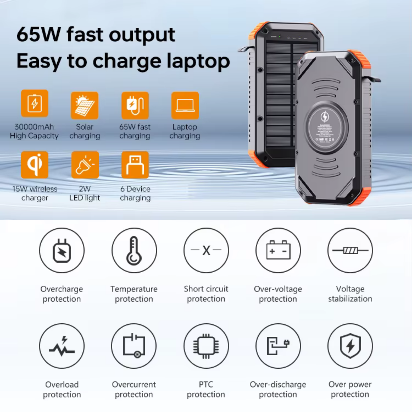 Laptop Solar Power Bank 30000mAh