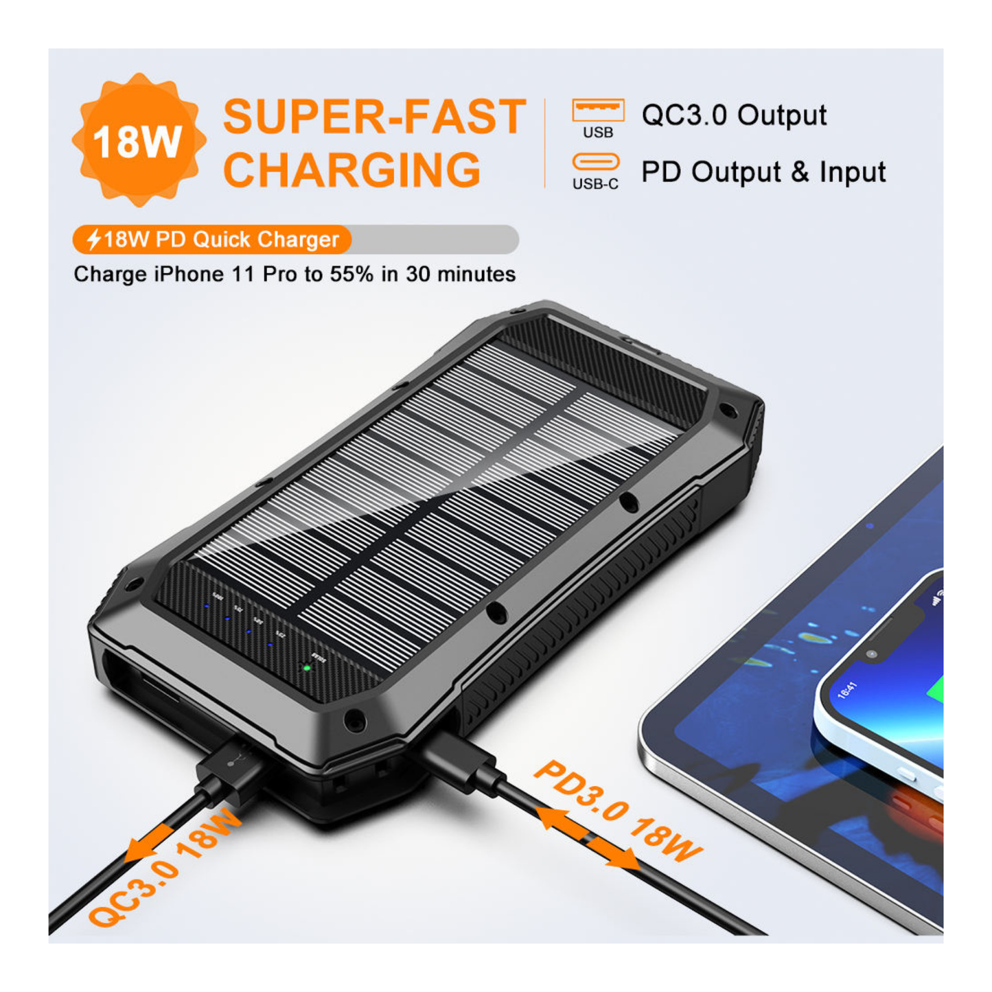 Solar USB Power Bank 20000mAh