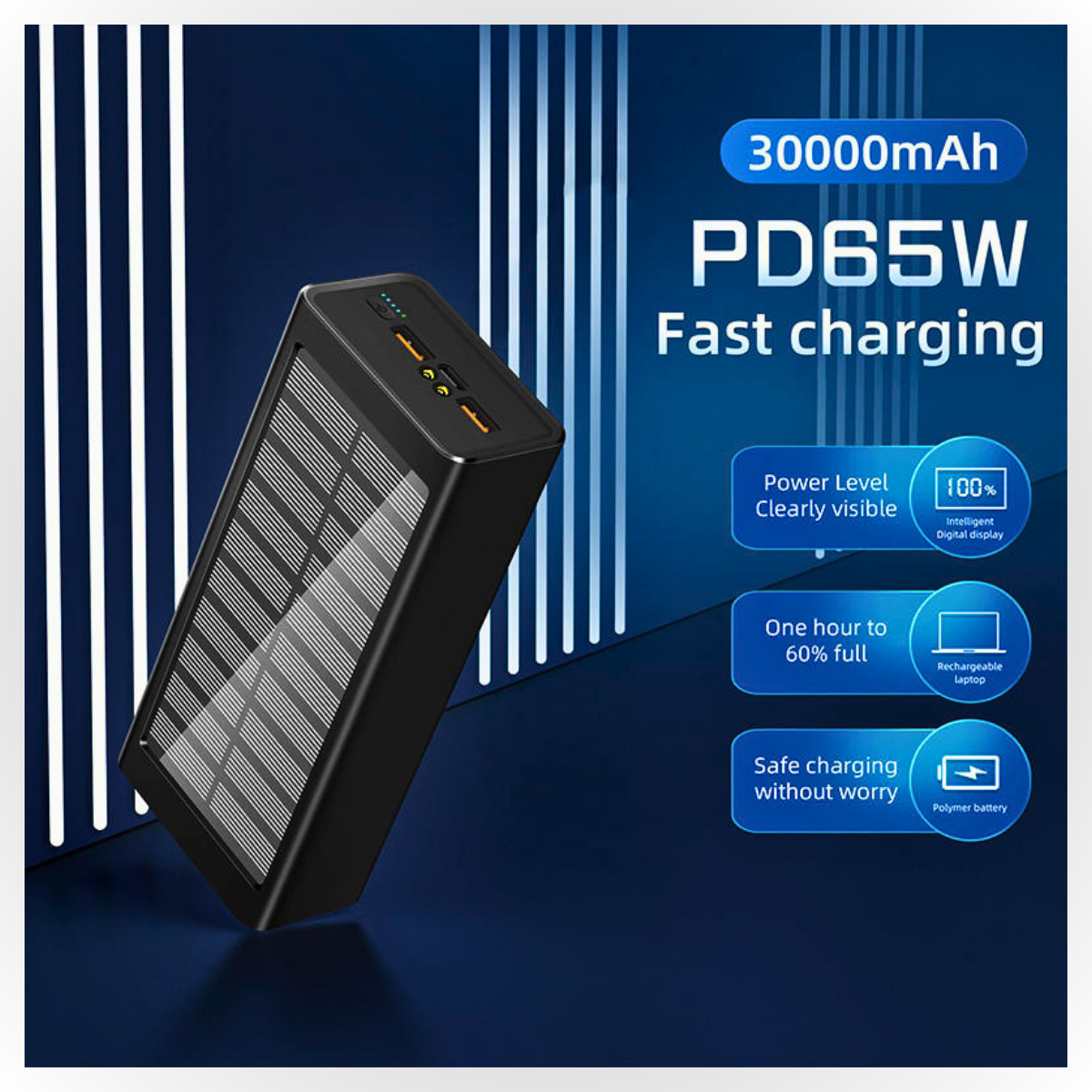 65W Solar USB Power Bank 50000mAh