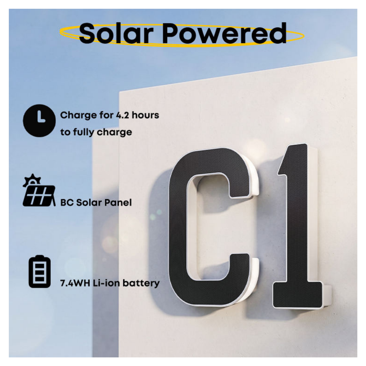 Solar LED House Number Sign