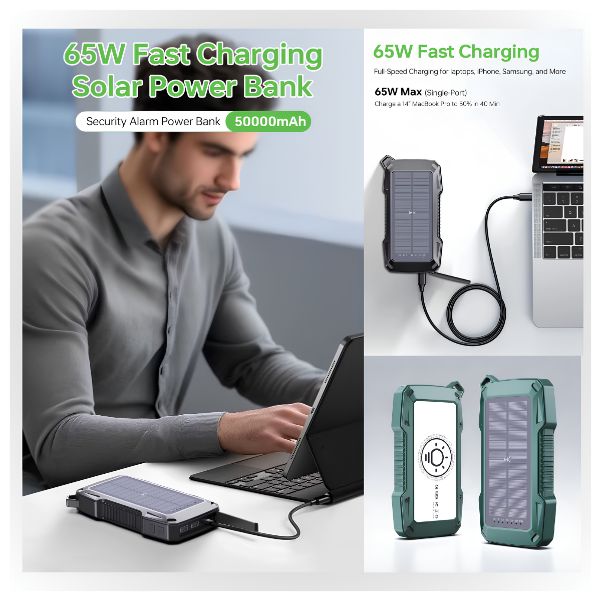 Solar USB Power Bank 50000mAh