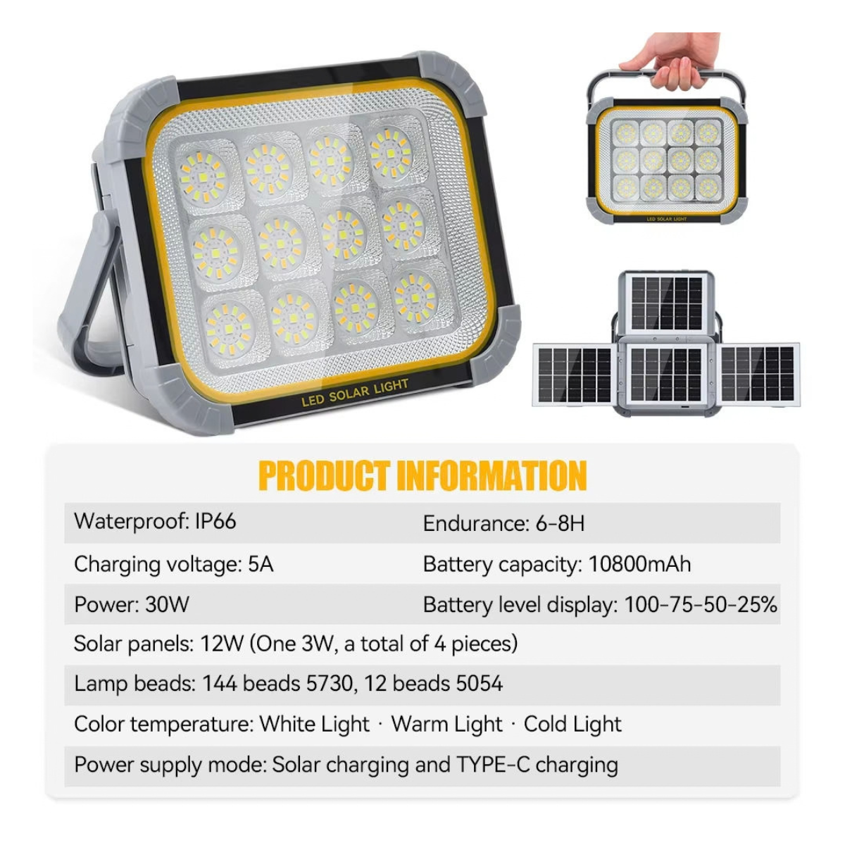 Focos solares 2-en-1 de alto rendimiento