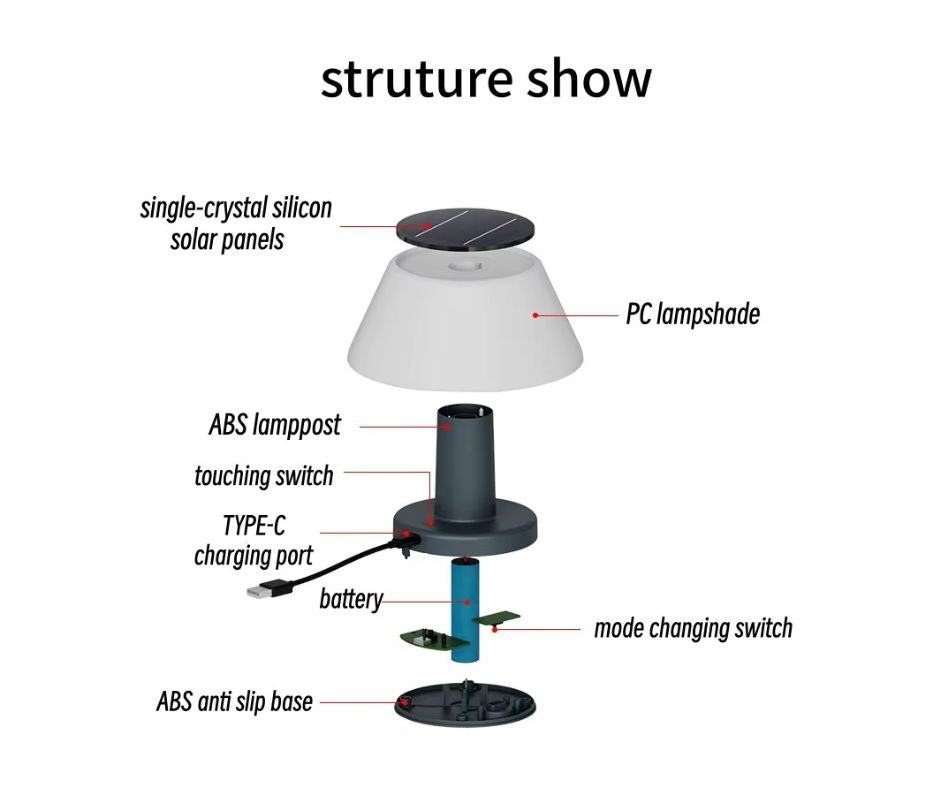 Lampe de table USB solaire