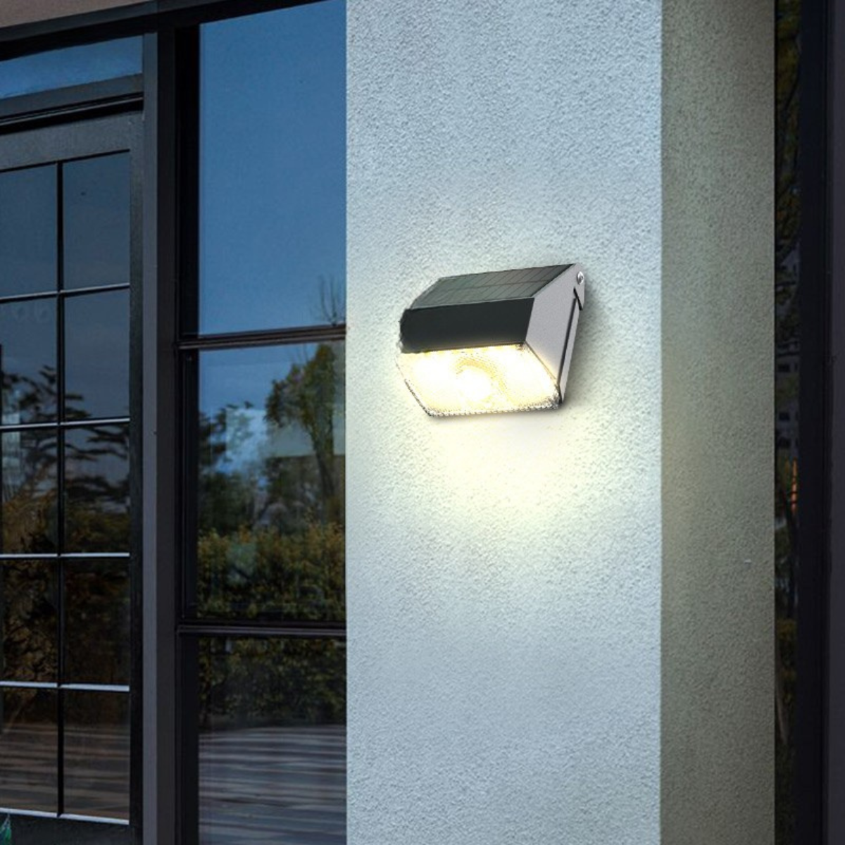 Solar security wall light