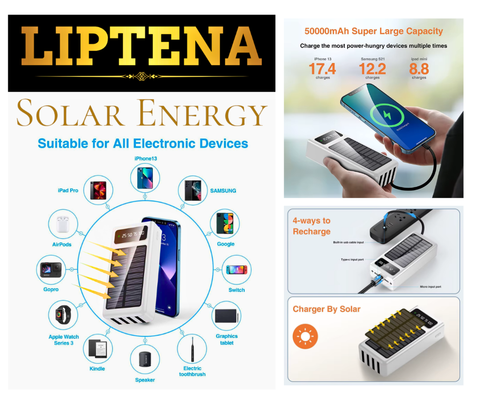 New Solar USB Power Bank 50000mAh