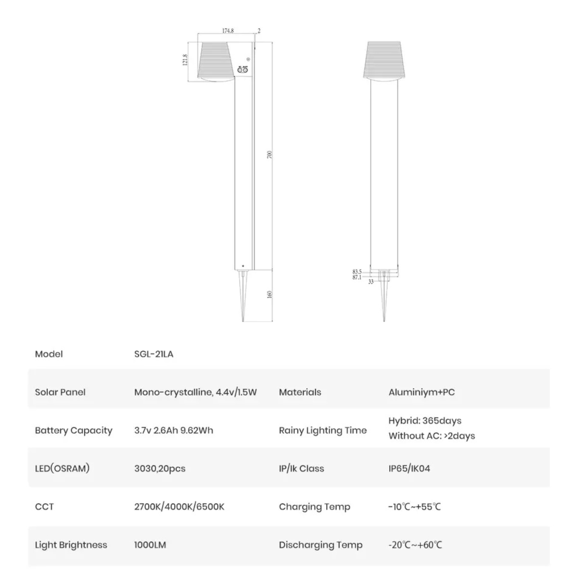 Lampe solaire hybride pour jardin