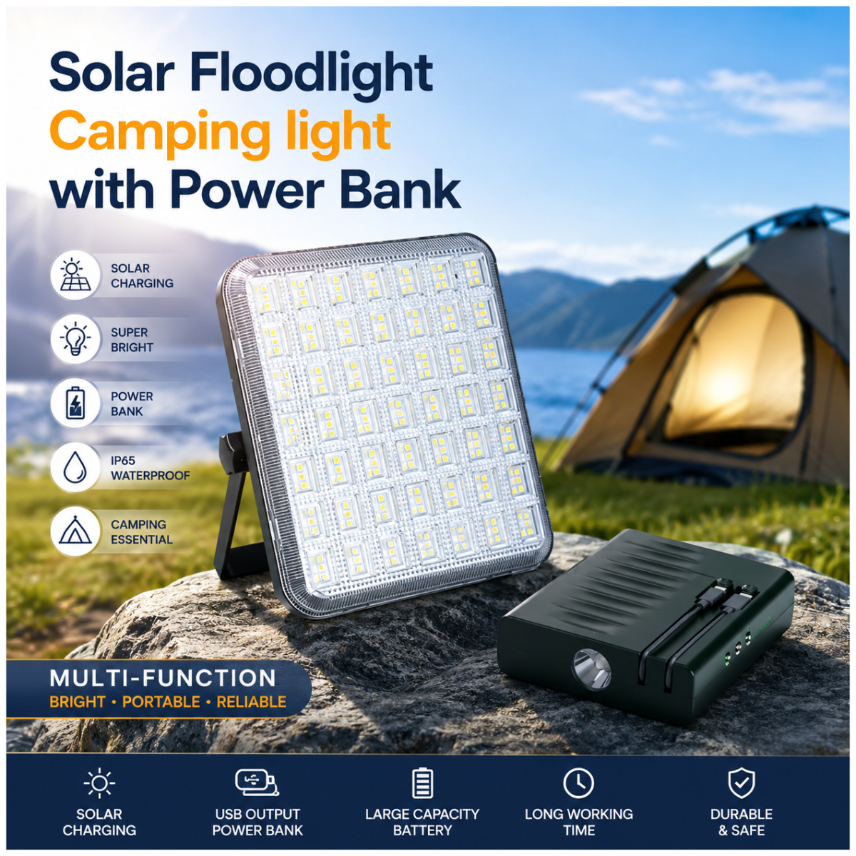 Solar Floodlight With Power Bank