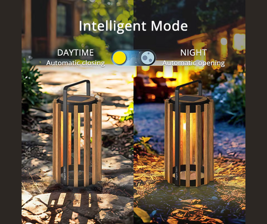 Lanterne LED Solaire en Teck
