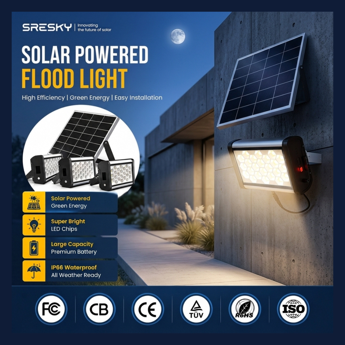Foco solar de inundación