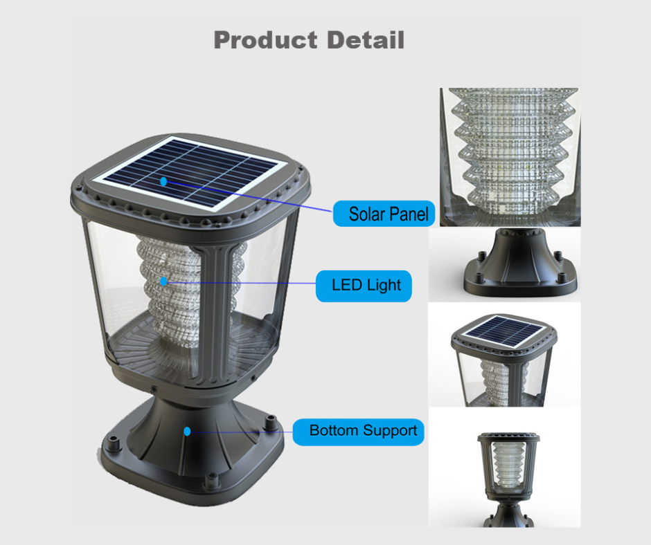 Lampe solaire LED pour poteau de jardin