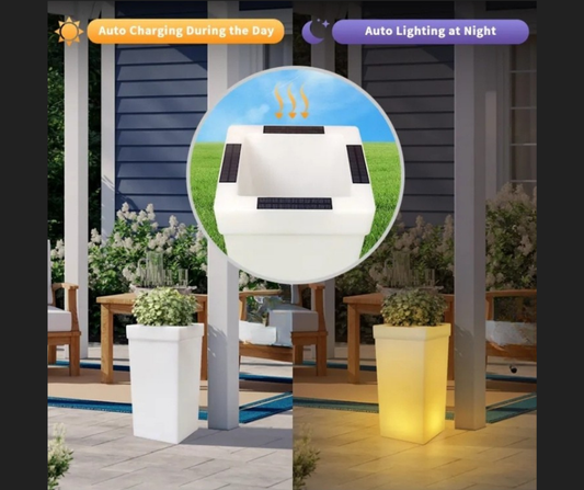 Grand Pot de Fleurs LED Solaire