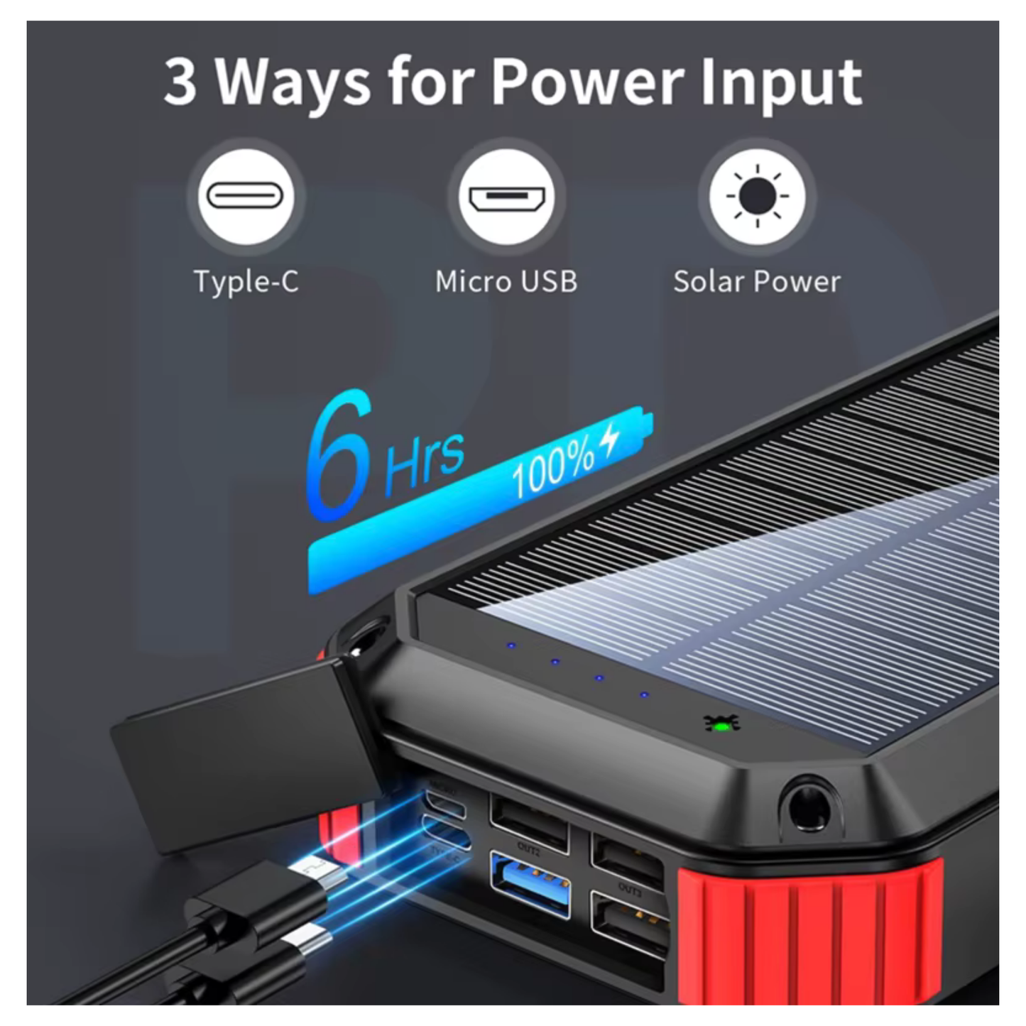 Solar Wireless Power Bank 30000 mAh
