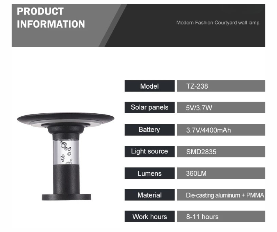 Lampe de Colonne LED Solaire