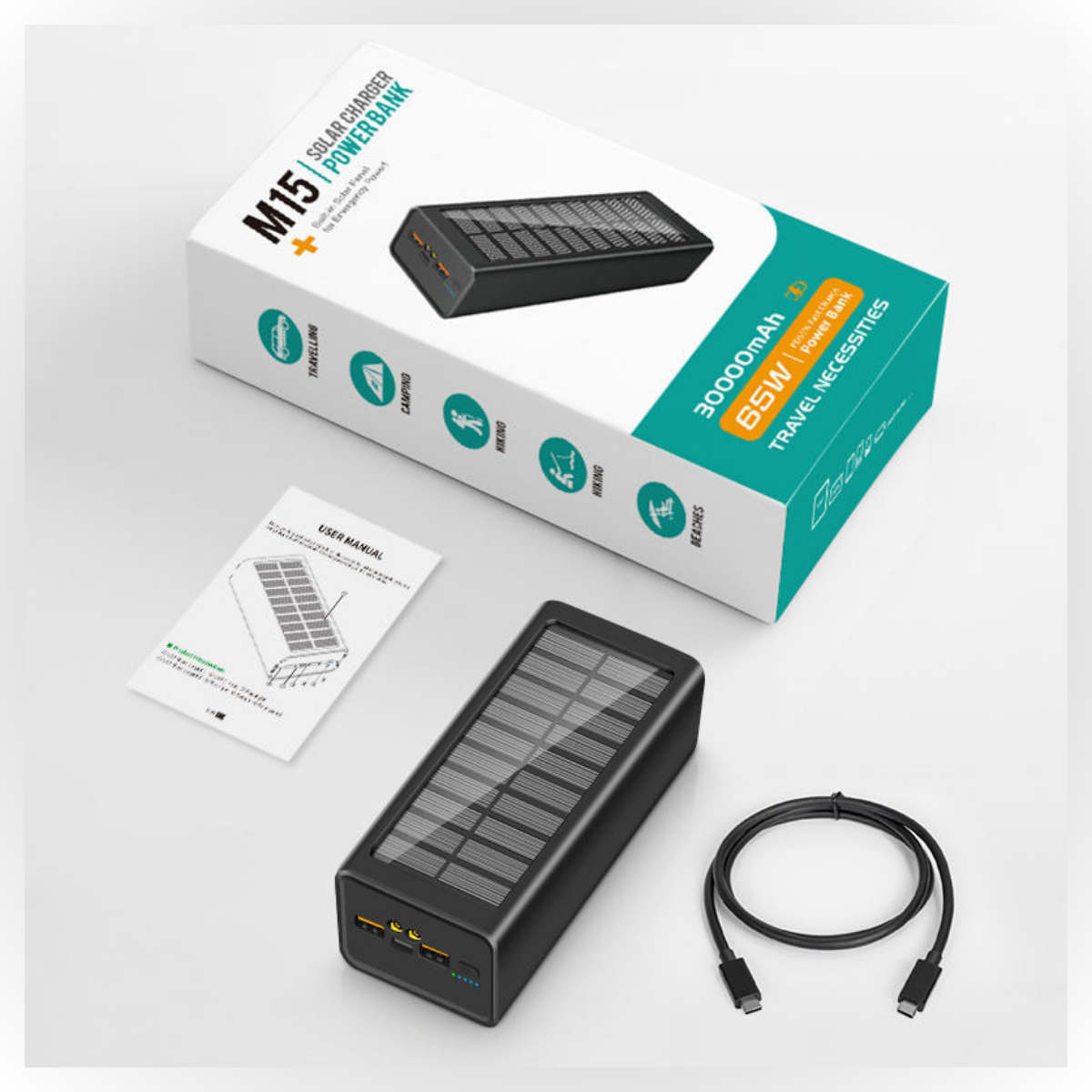 65W Solar USB Power Bank 50000mAh