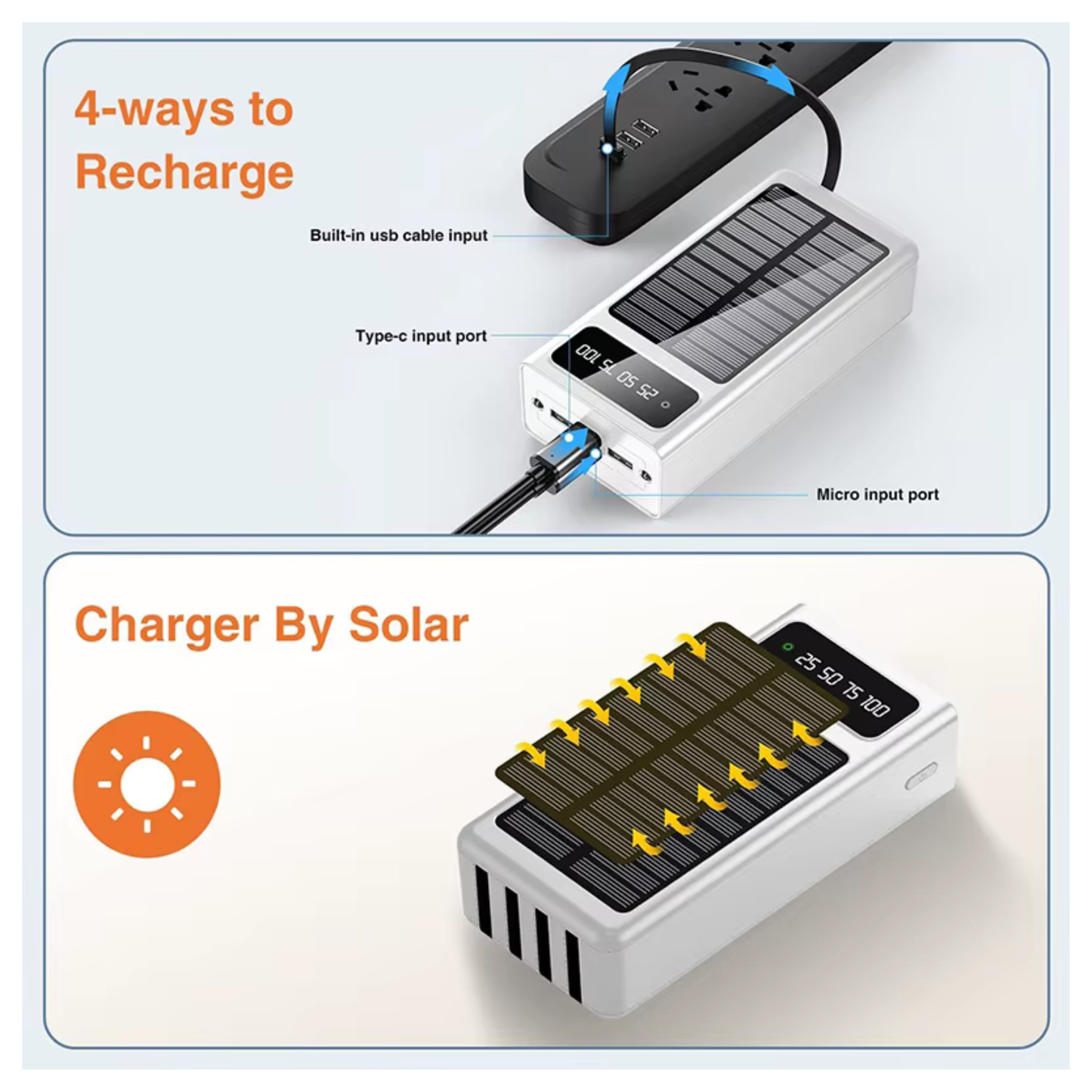 New Solar USB Power Bank 50000mAh