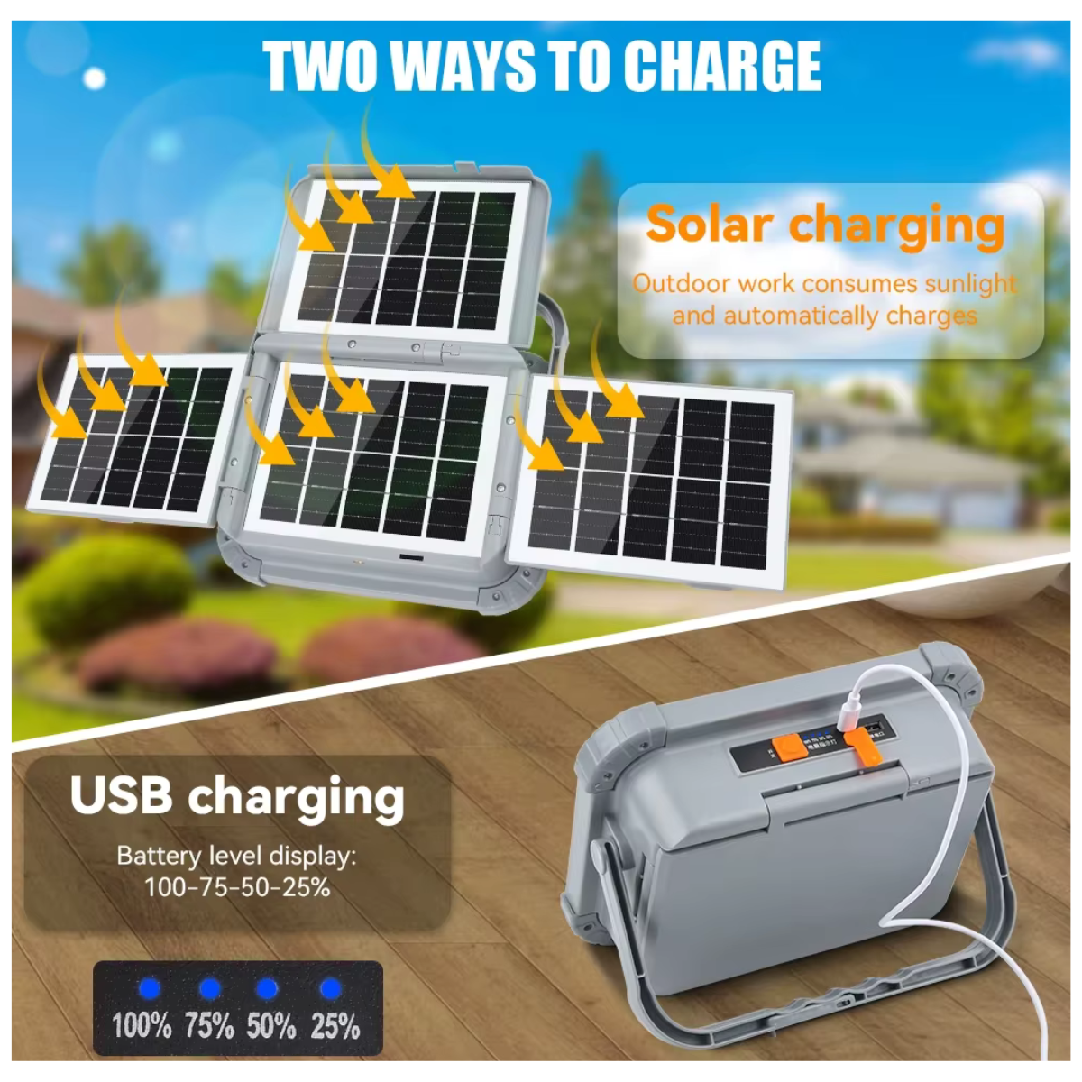 Focos solares 2-en-1 de alto rendimiento