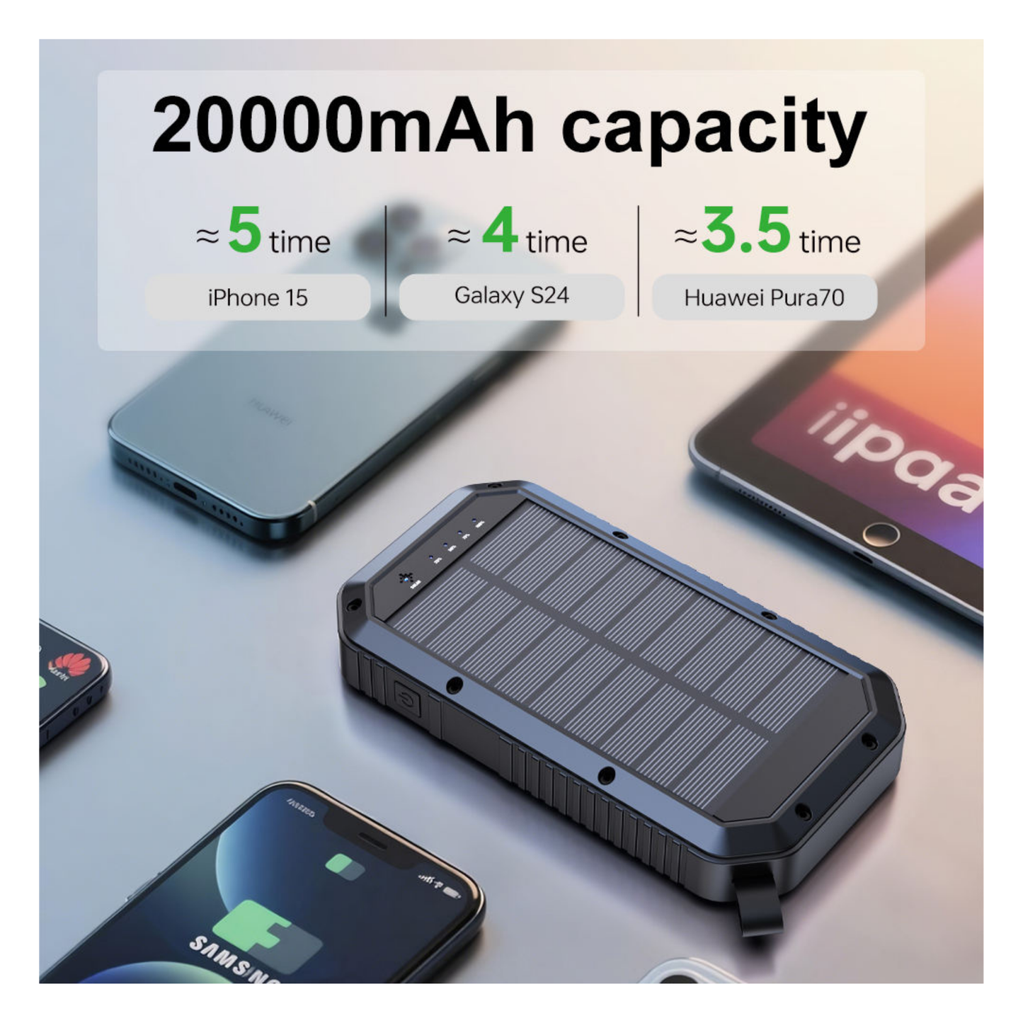 Solar USB Power Bank 20000mAh