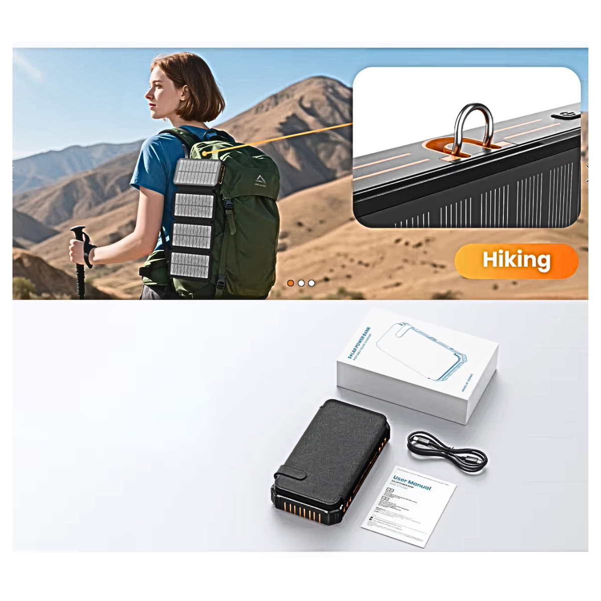 Banque d'alimentation USB solaire 48000mAh