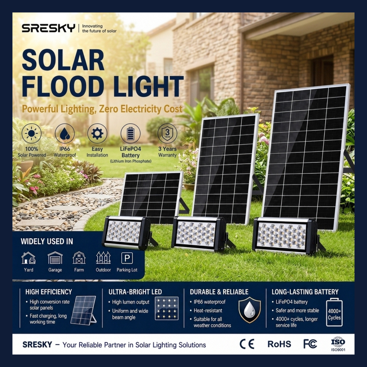 Foco solar de inundación