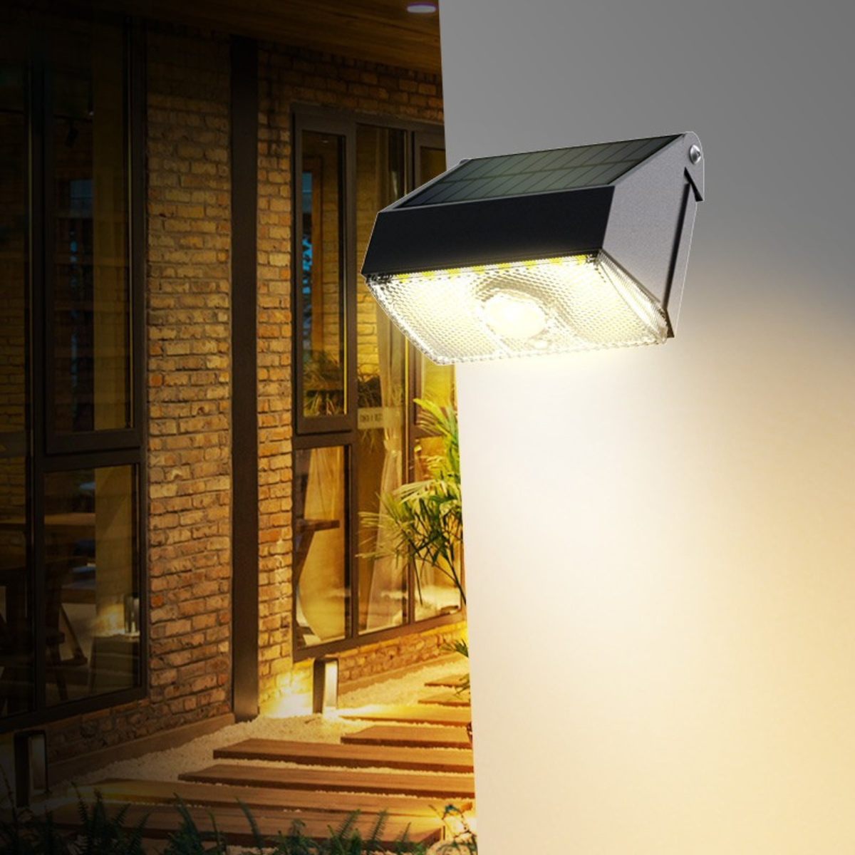 Solar security wall light
