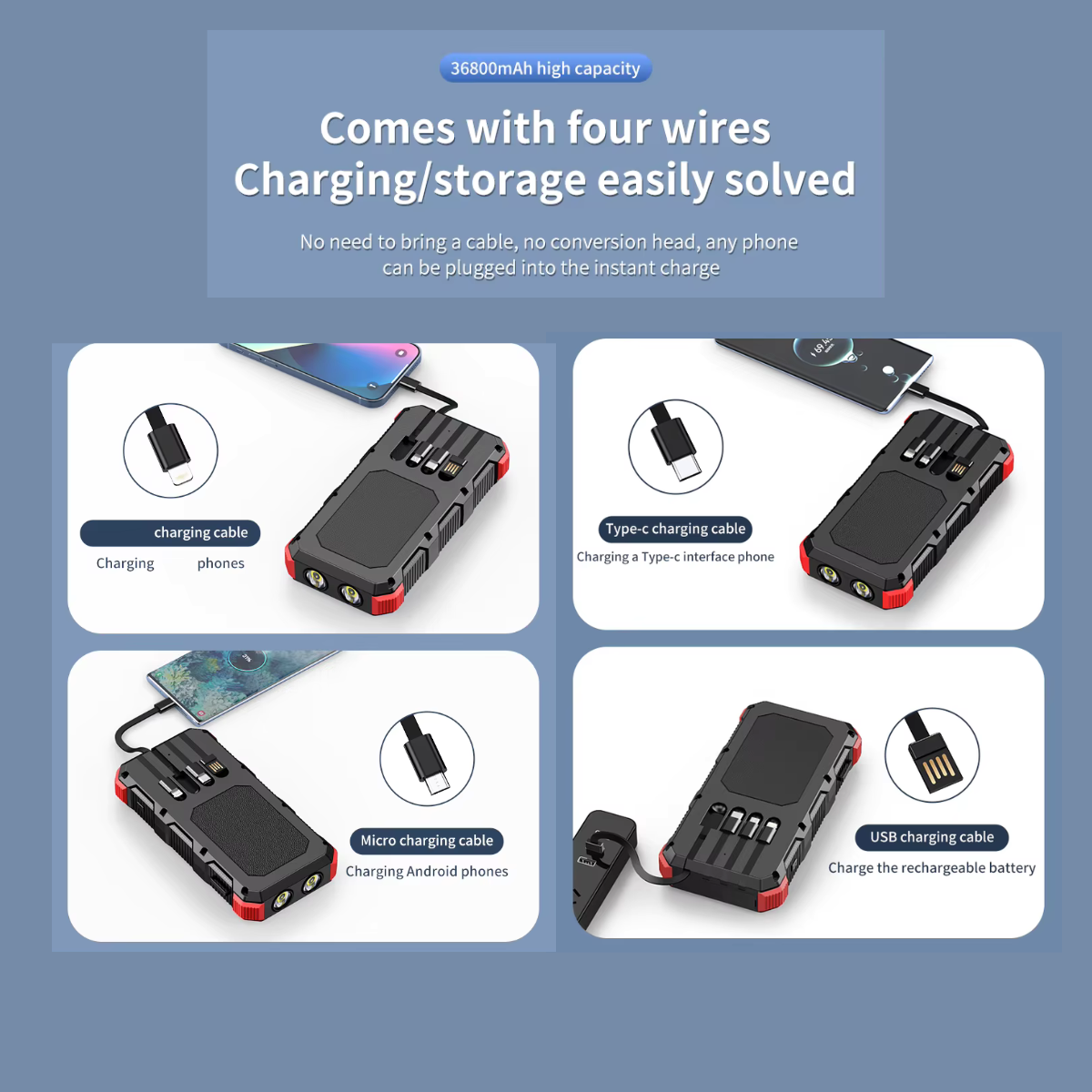 Solar USB Power Bank 36800mAh