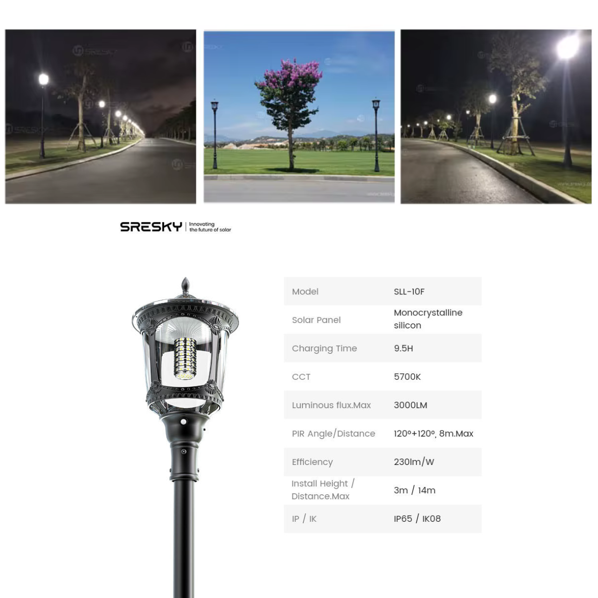 Éclairage paysager solaire à LED